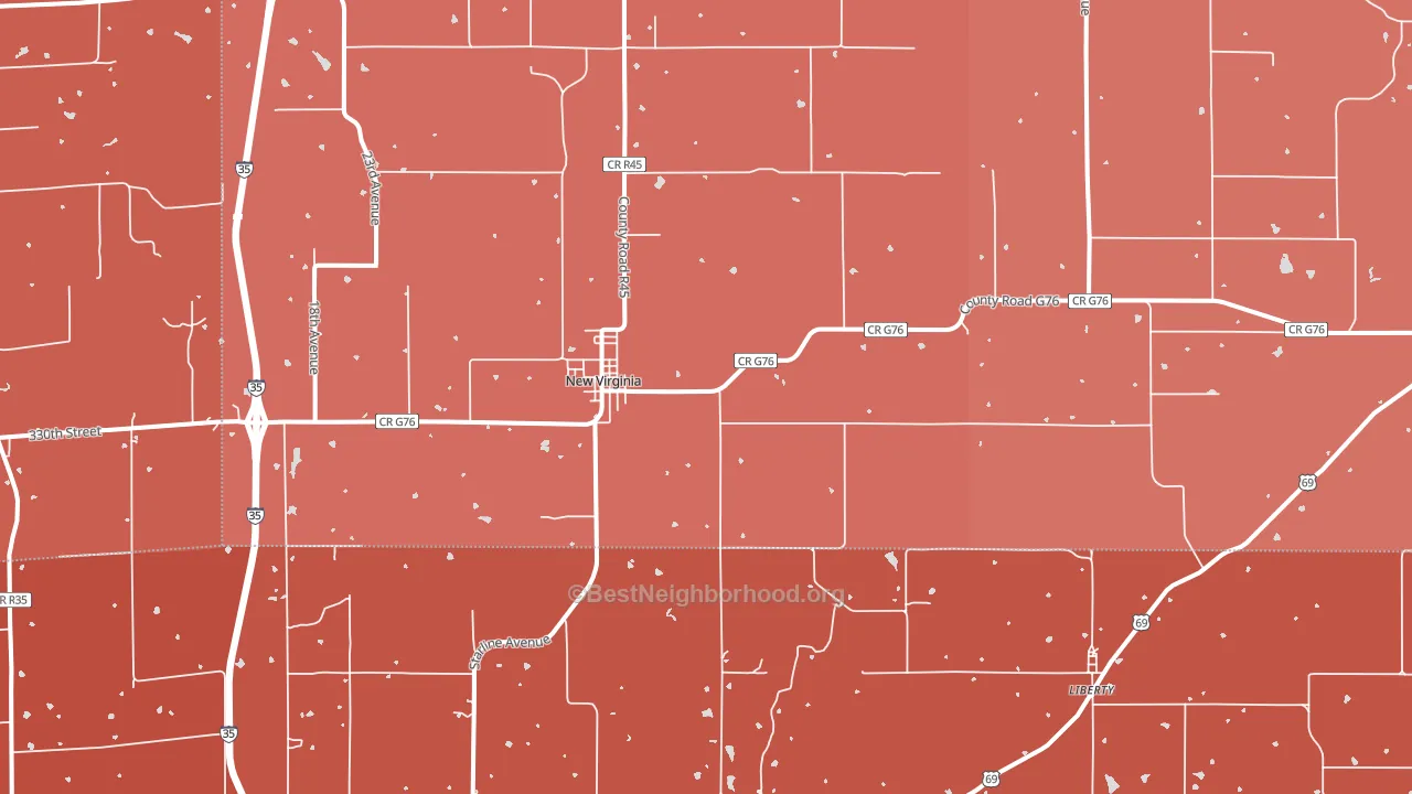 New Virginia, IA block-group political-lean map