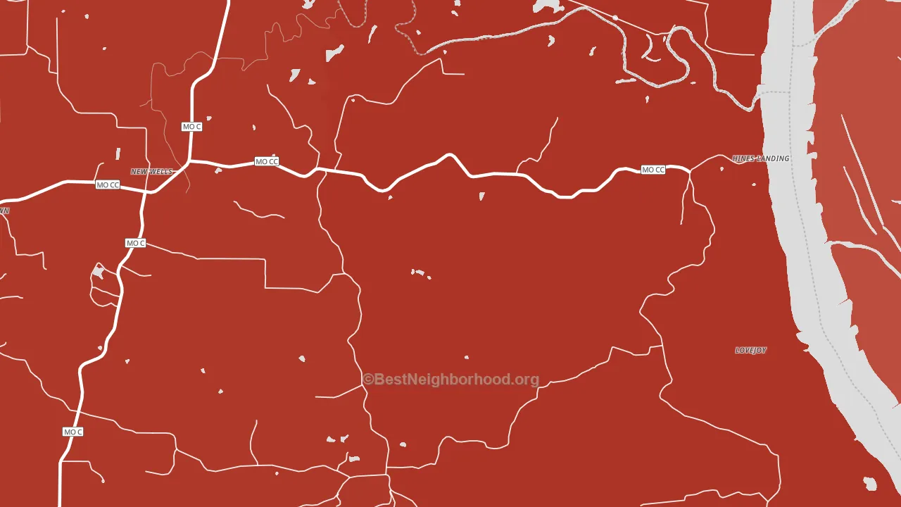 New Wells, MO block-group political-lean map
