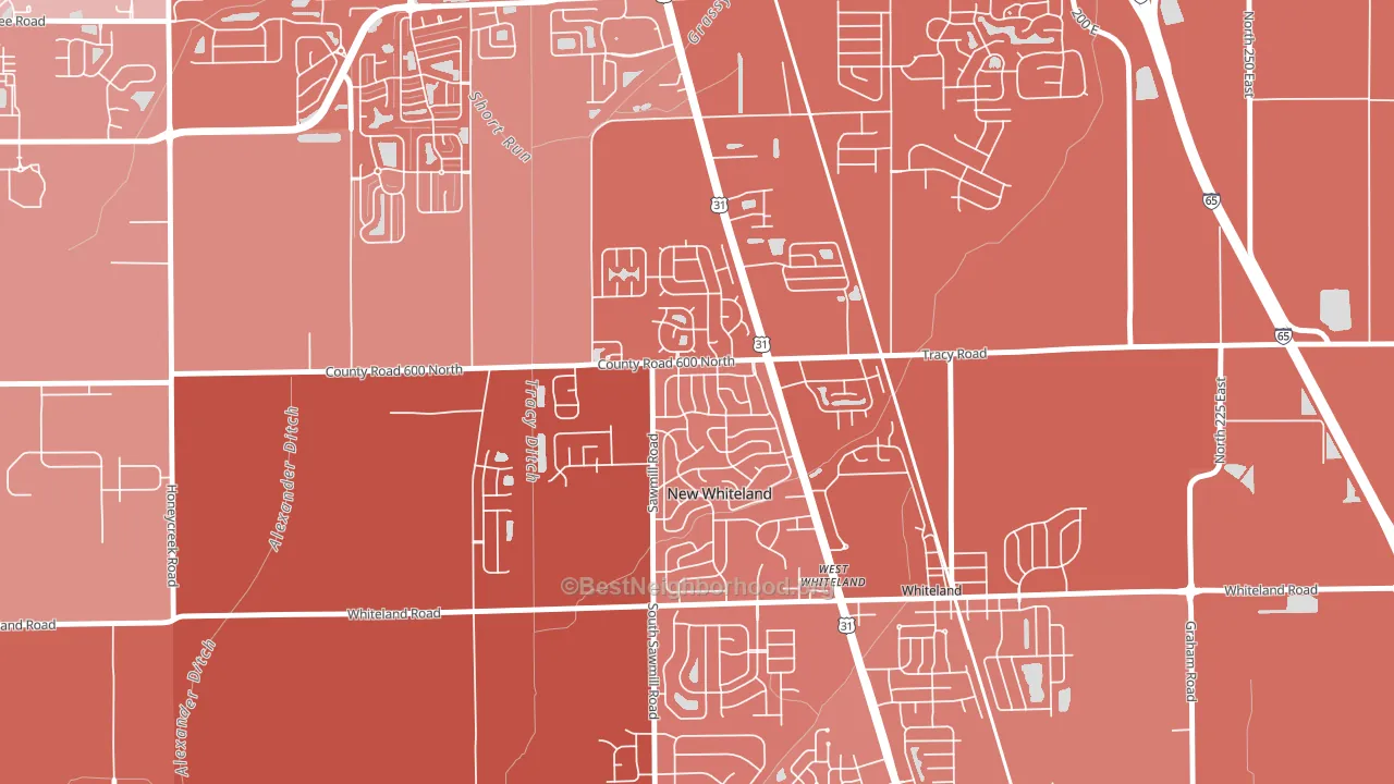 New Whiteland, IN block-group political-lean map