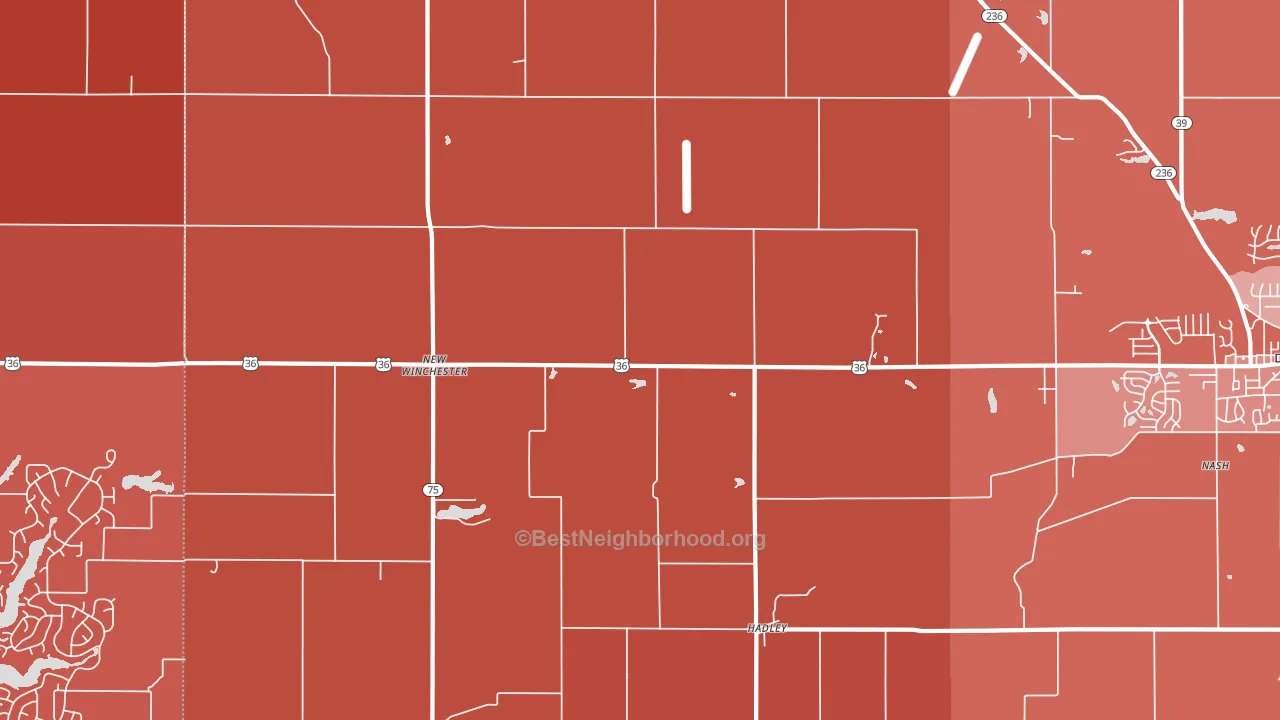 New Winchester, IN block-group political-lean map