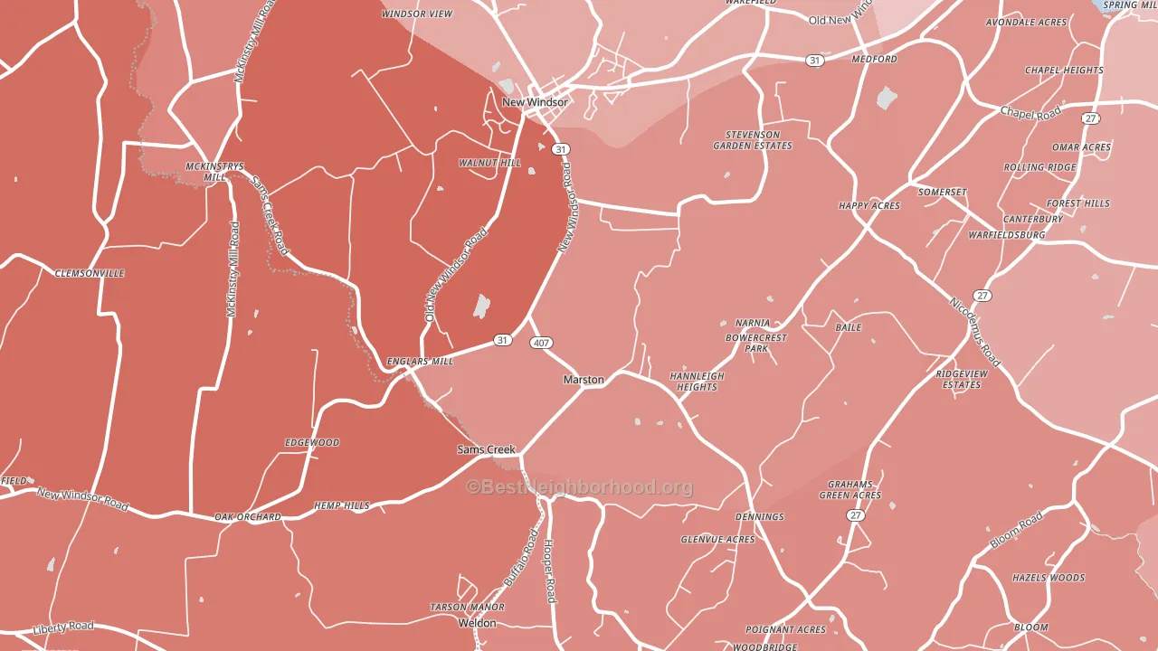 New Windsor, MD block-group political-lean map