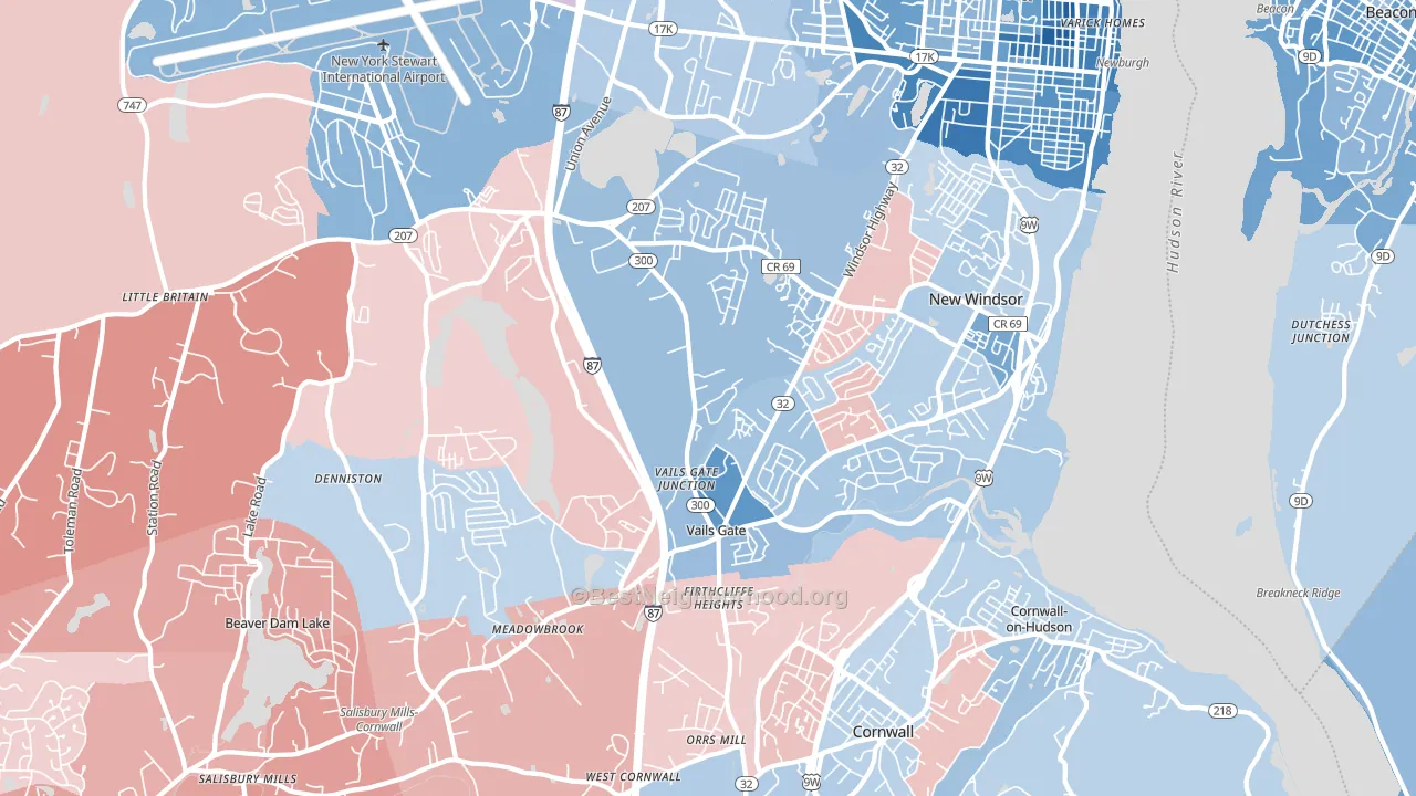 New Windsor, NY block-group political-lean map