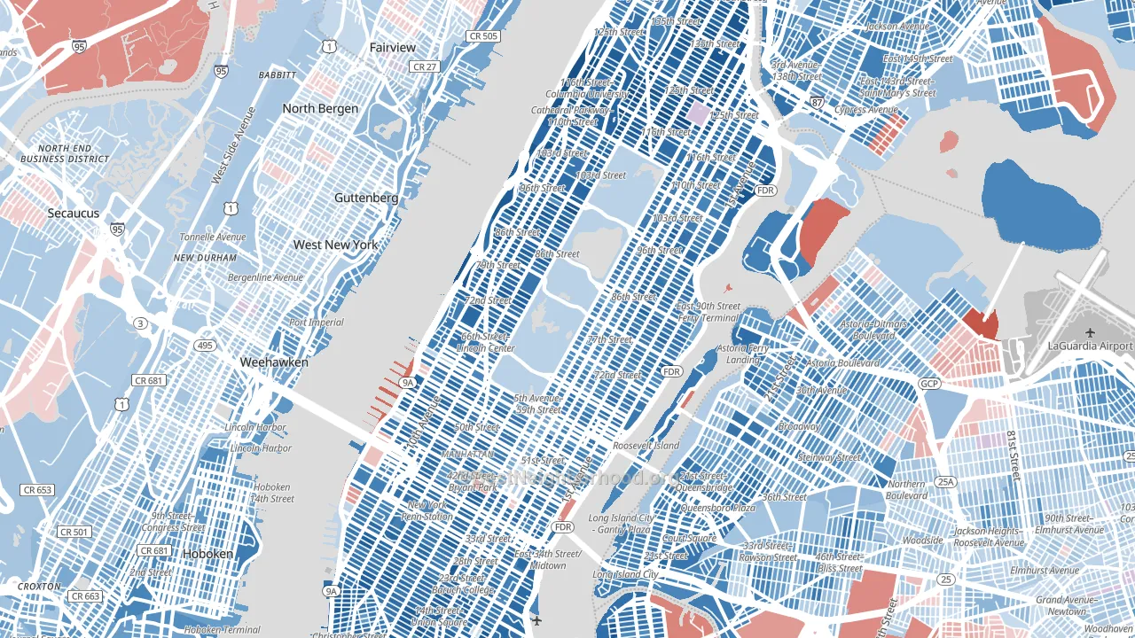 New York County, NY block-group political-lean map