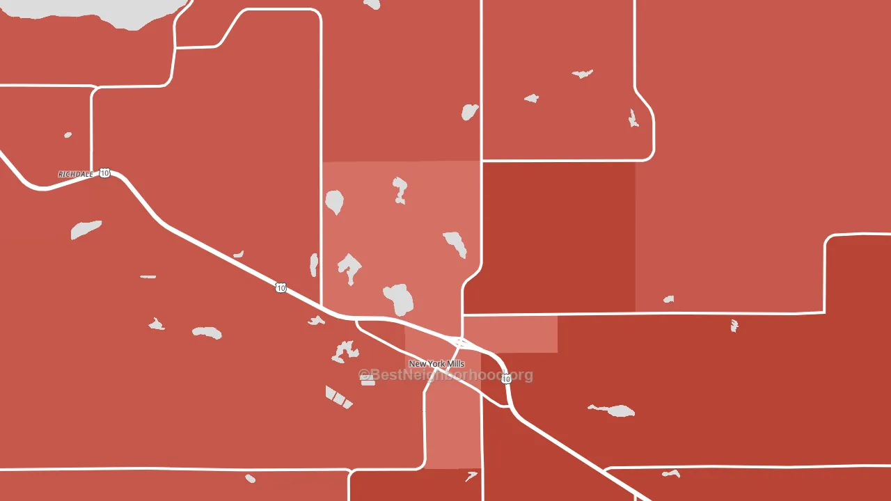 New York Mills, MN block-group political-lean map