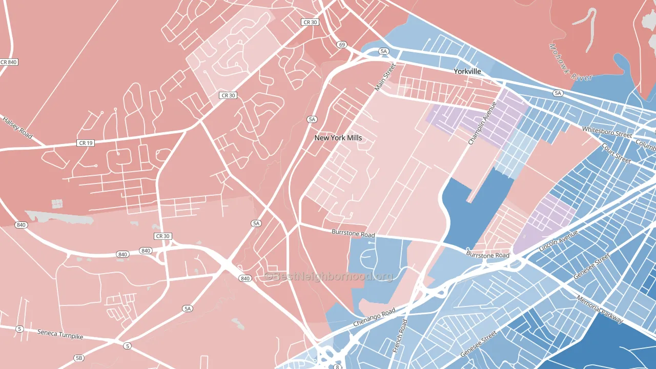 New York Mills, NY block-group political-lean map