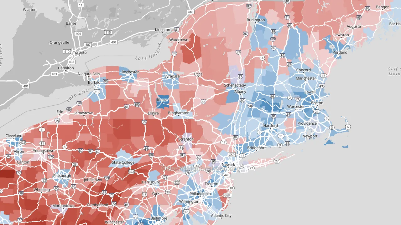 New York block-group political-lean map