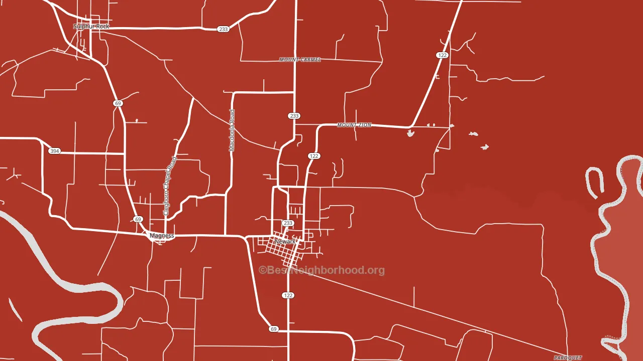 Newark, AR block-group political-lean map
