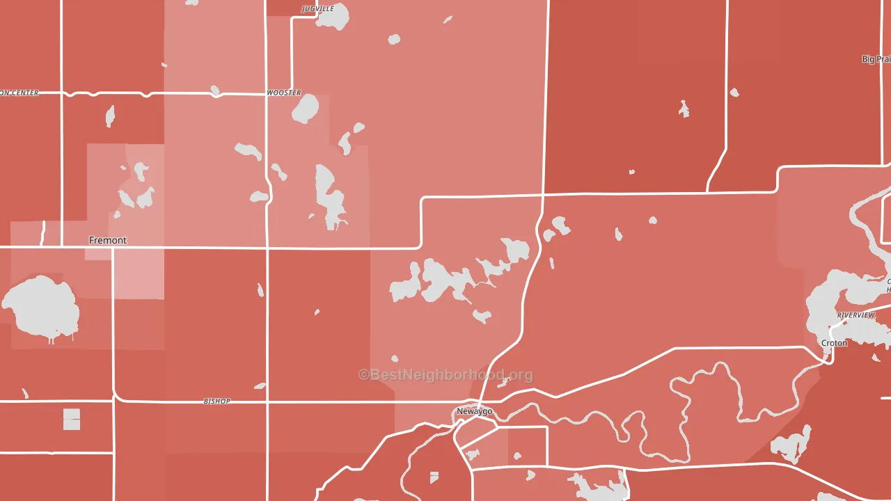 Newaygo County, MI block-group political-lean map