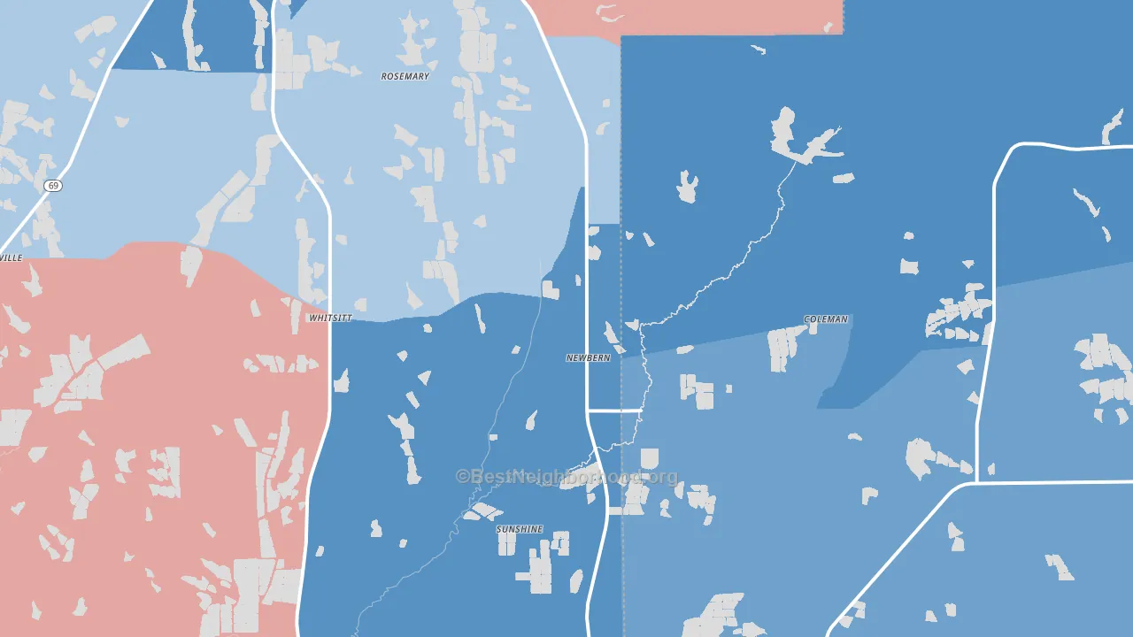 Newbern, AL block-group political-lean map