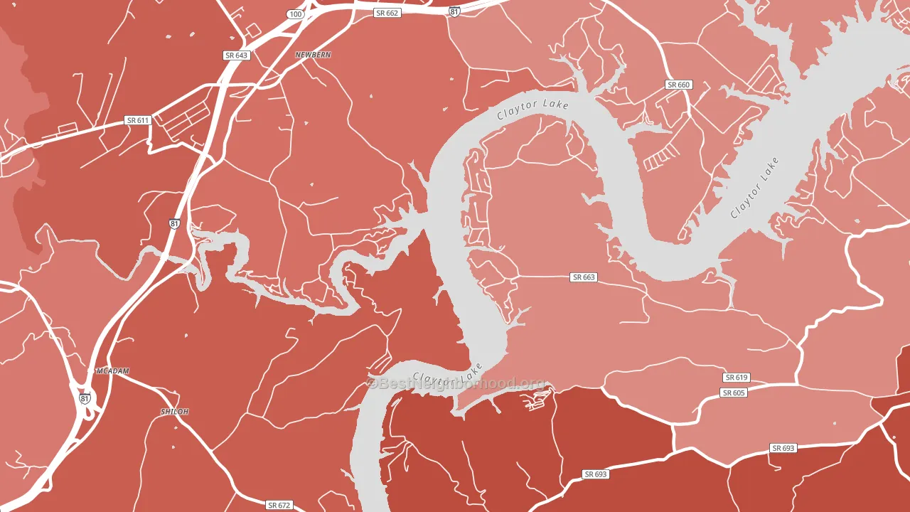 Newbern, VA block-group political-lean map