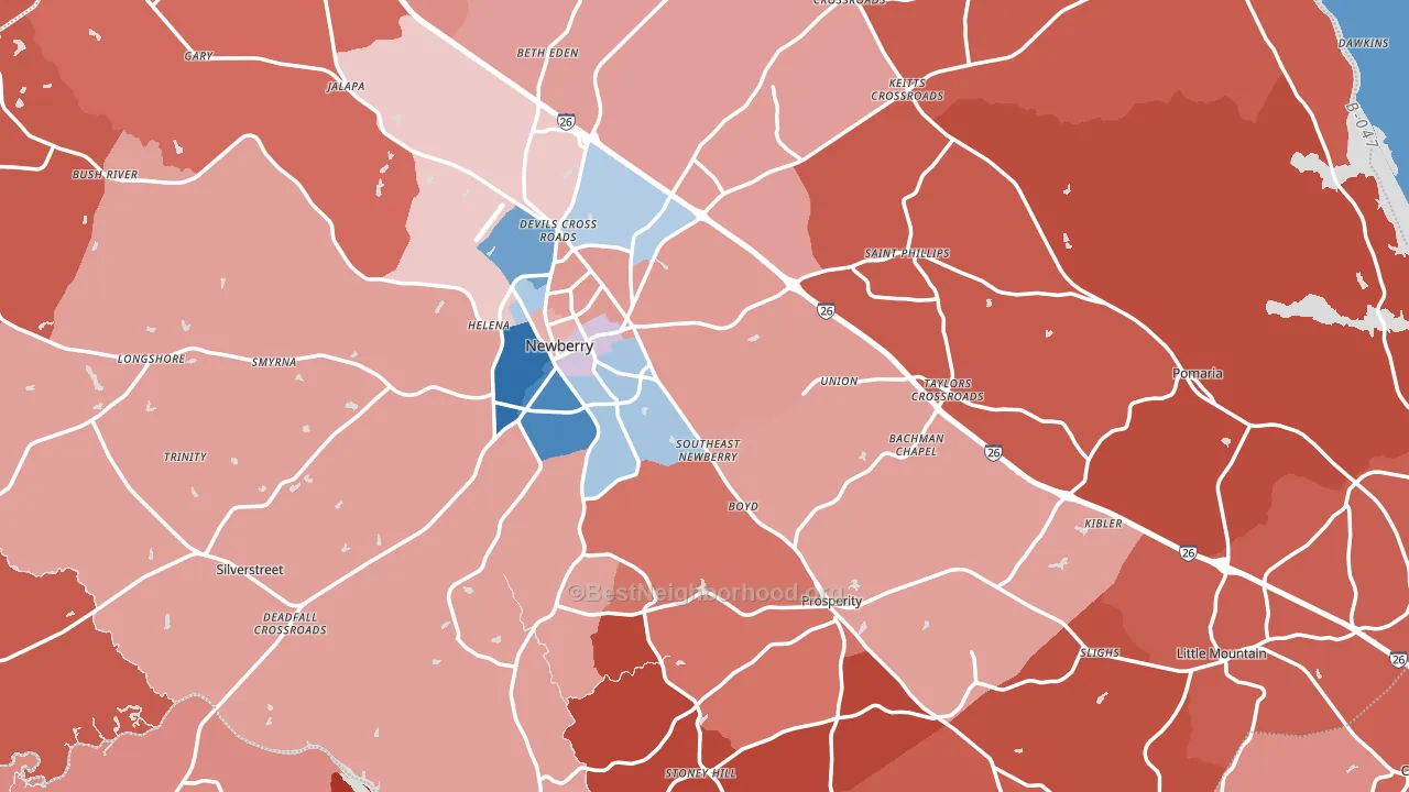 Newberry County, SC block-group political-lean map