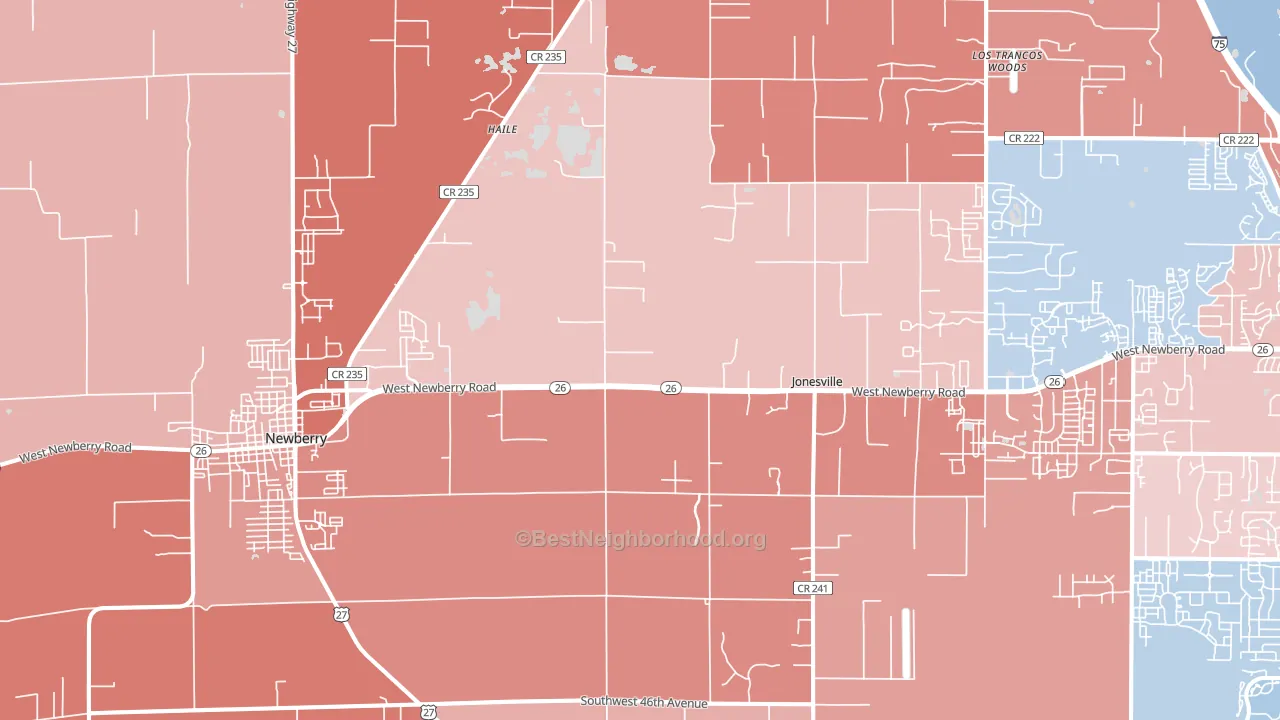 Newberry, FL block-group political-lean map