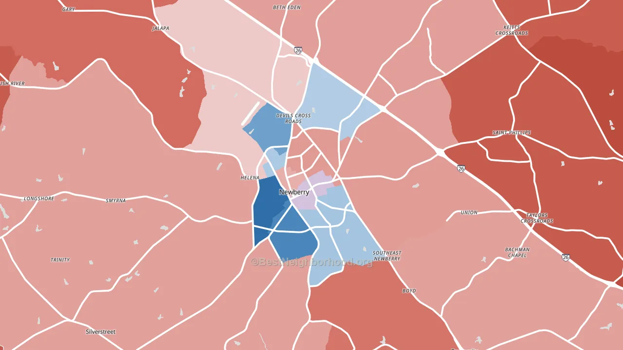 Newberry, SC block-group political-lean map
