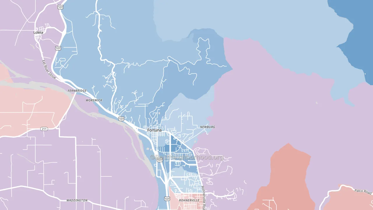Newburg, CA block-group political-lean map
