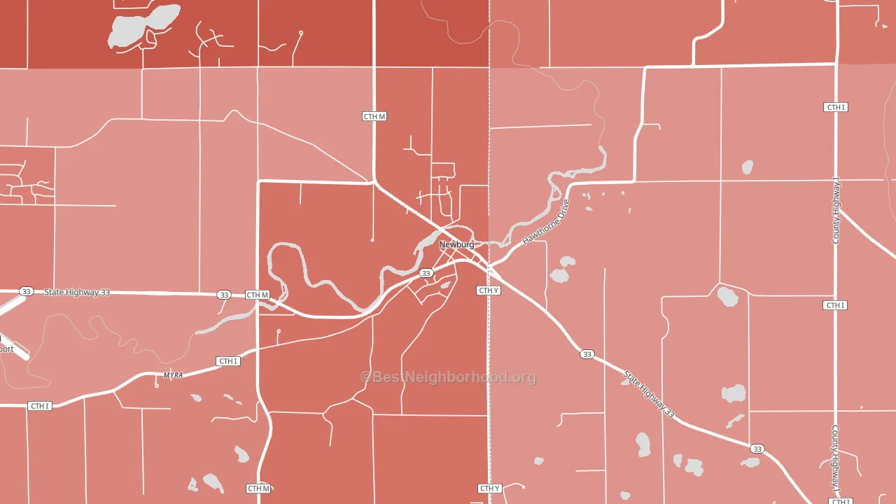 Newburg, WI block-group political-lean map