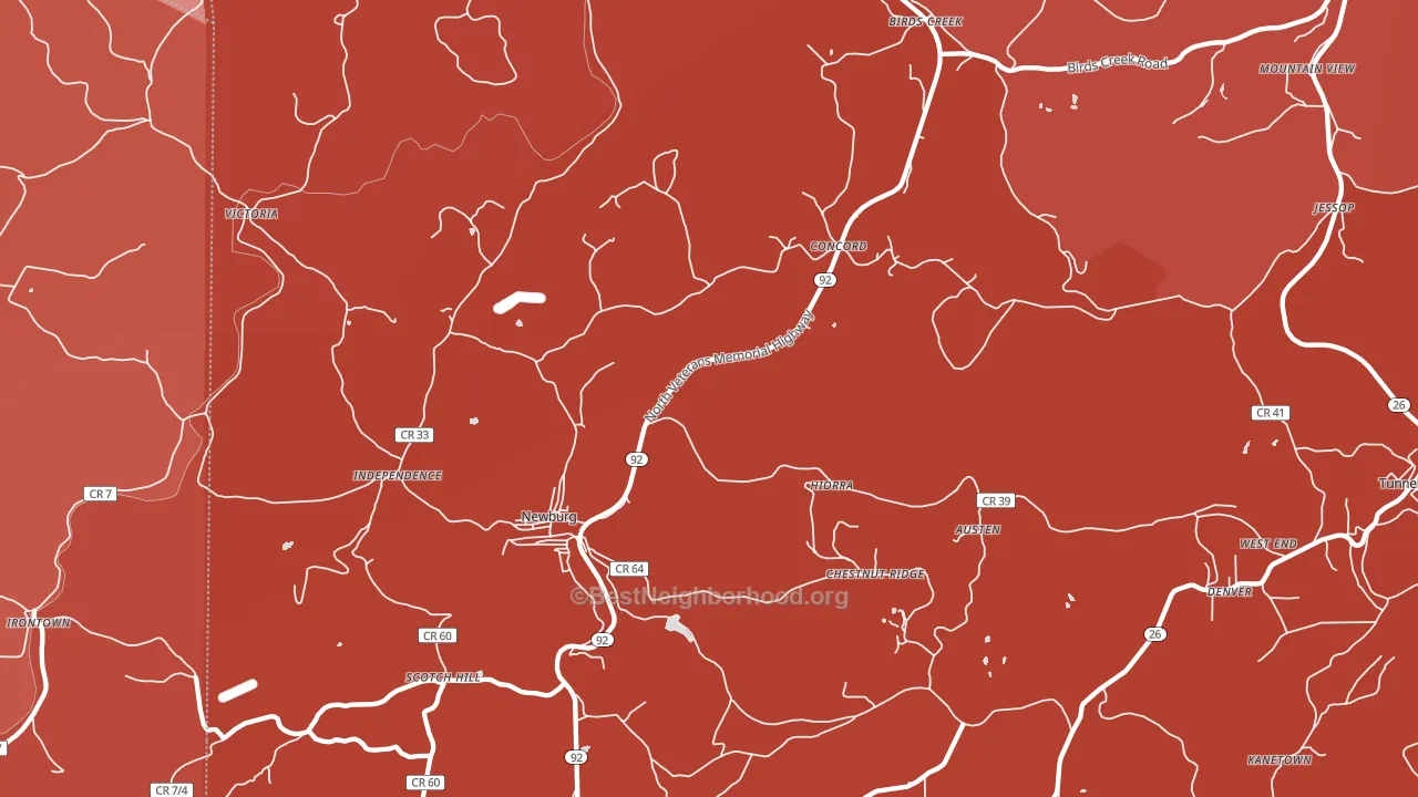 Newburg, WV block-group political-lean map