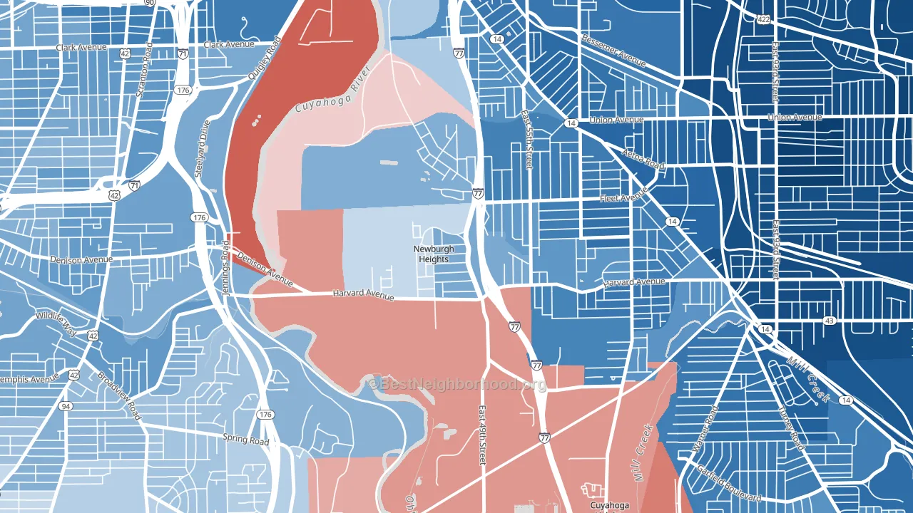 Newburgh Heights, OH block-group political-lean map