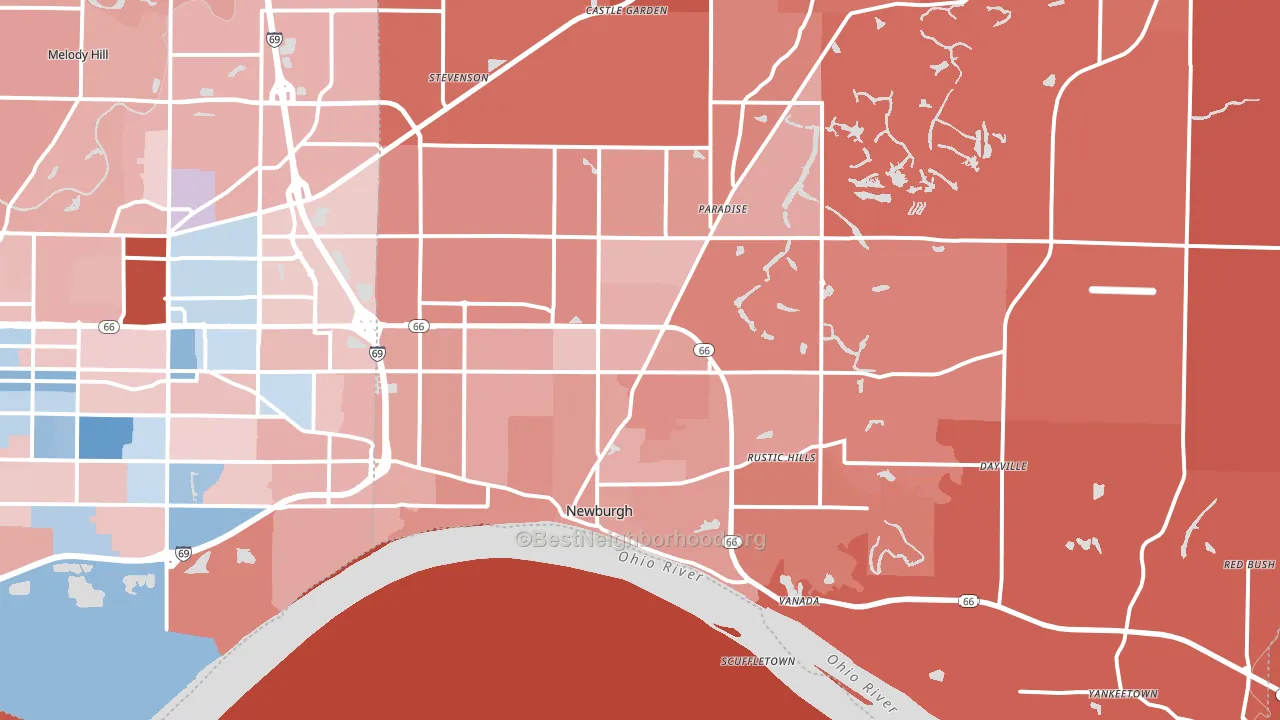 Newburgh, IN block-group political-lean map