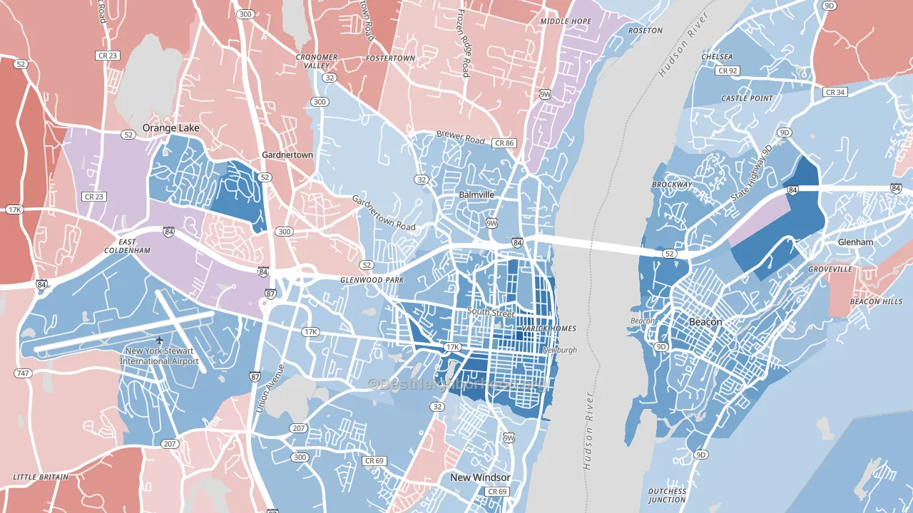 Newburgh, NY block-group political-lean map
