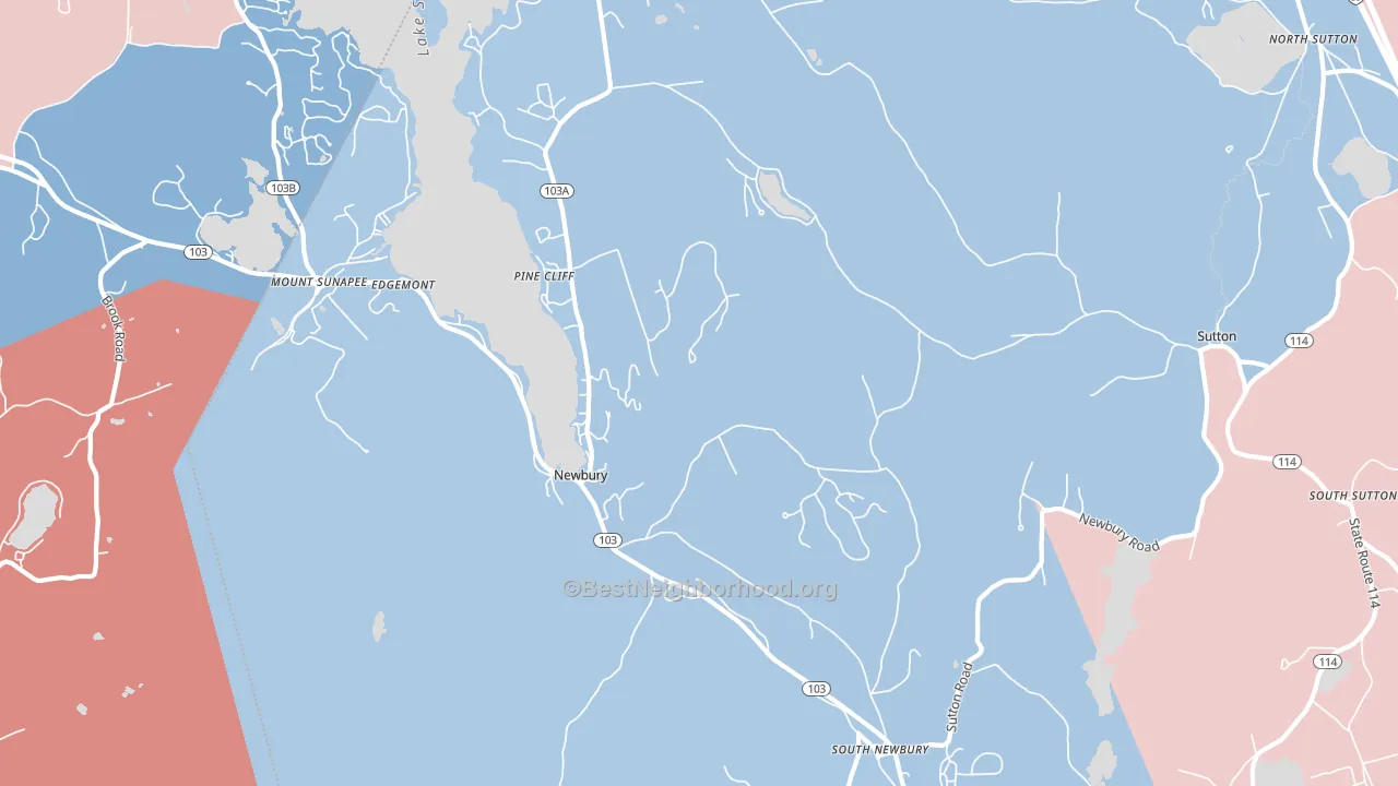 Newbury, NH block-group political-lean map