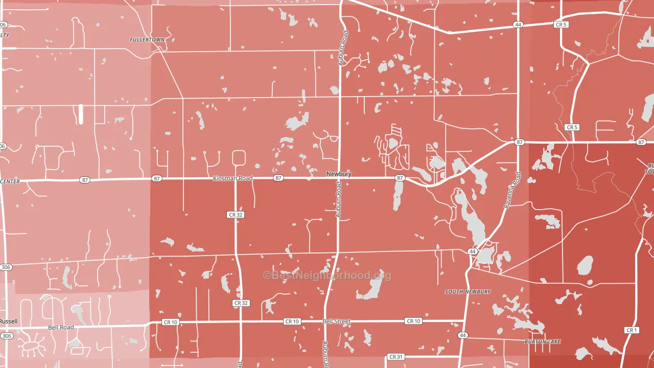 Newbury, OH block-group political-lean map