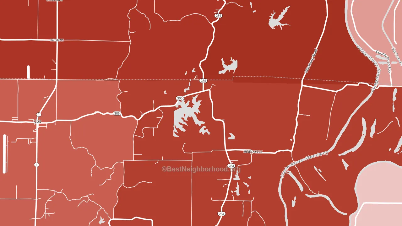 Newcastle, AR block-group political-lean map