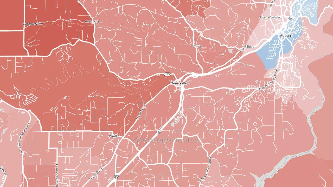 Newcastle, CA block-group political-lean map