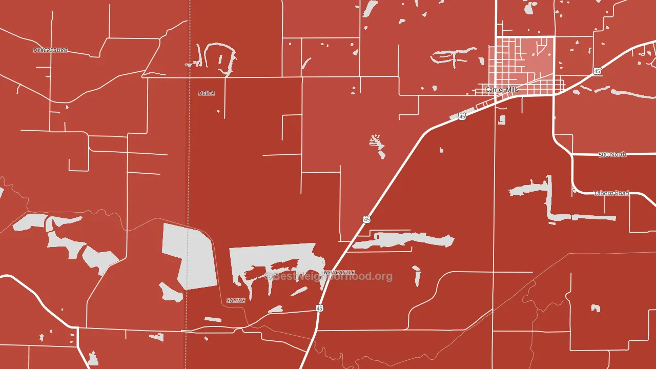 Newcastle, IL block-group political-lean map