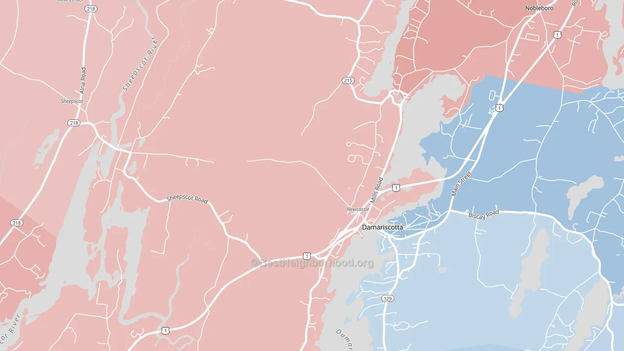 Newcastle, ME block-group political-lean map