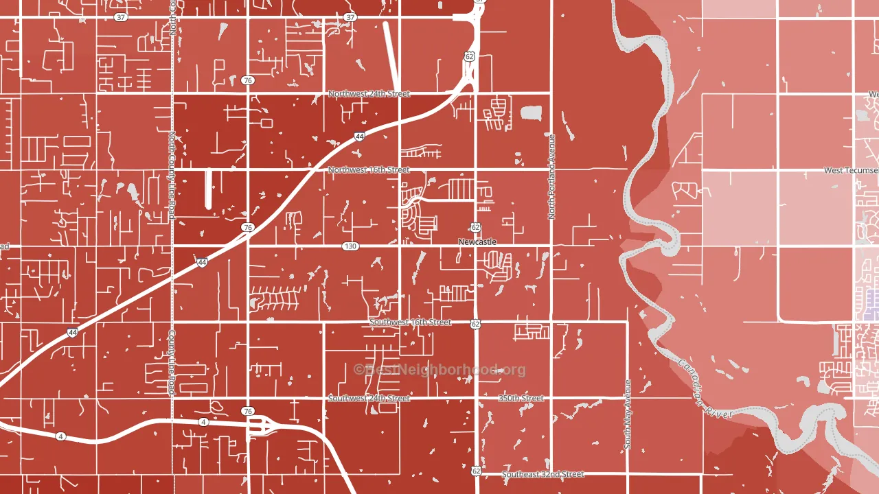 Newcastle, OK block-group political-lean map