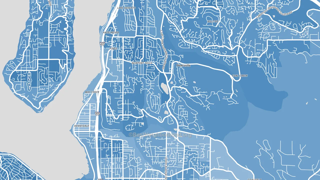 Newcastle, WA block-group political-lean map