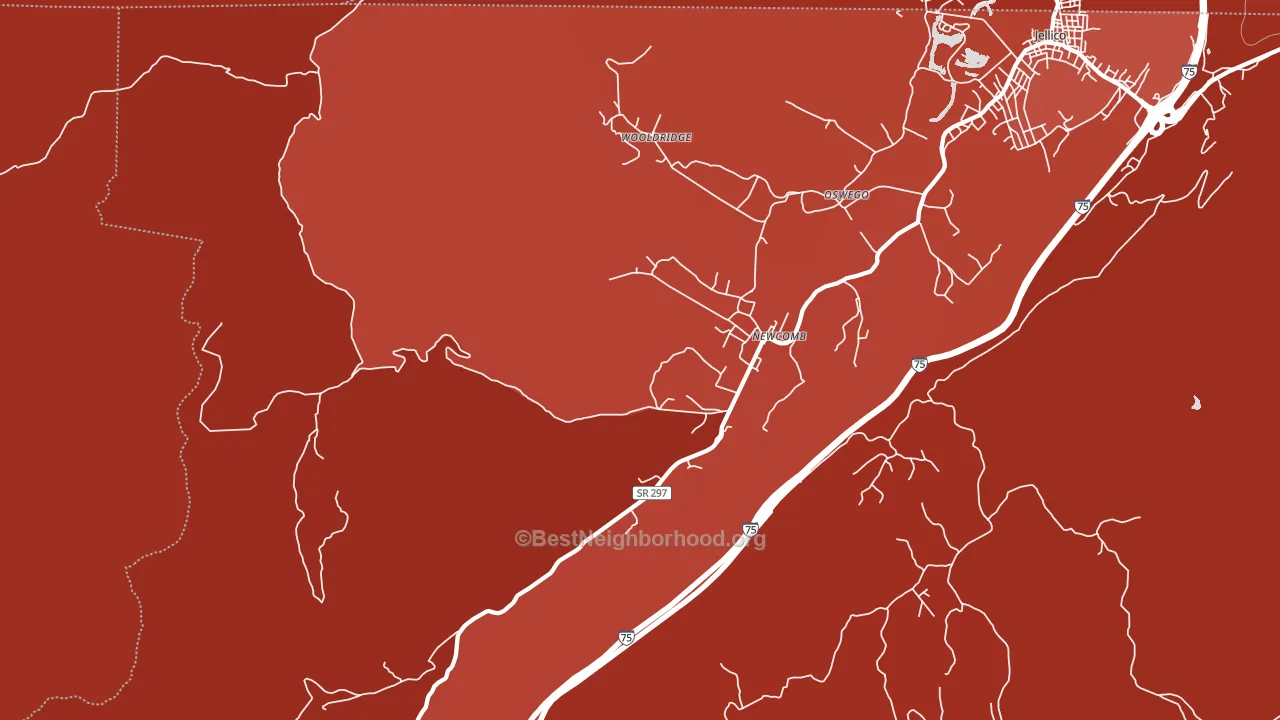 Newcomb, TN block-group political-lean map