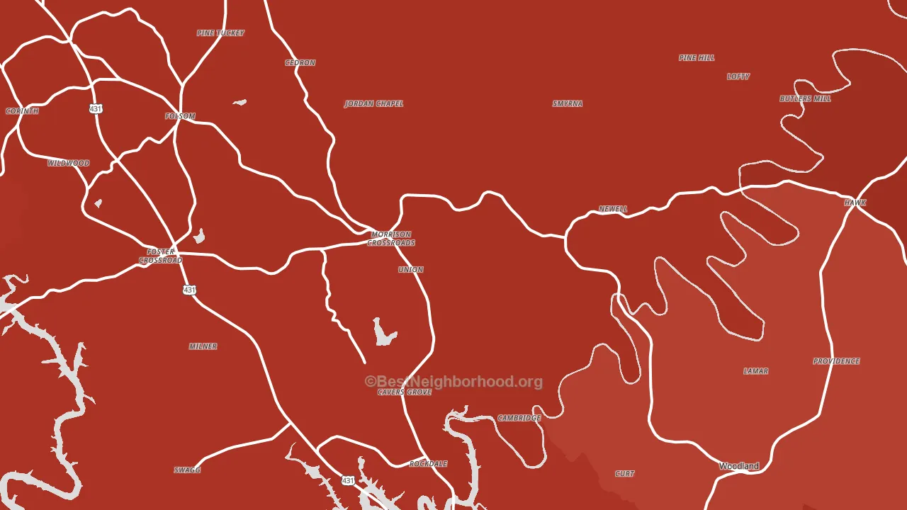 Newell, AL block-group political-lean map