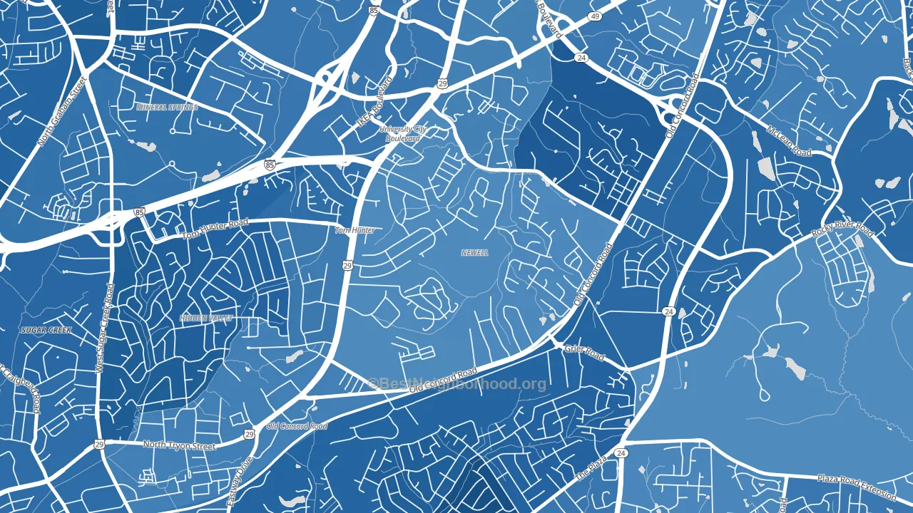 Newell South, Charlotte, NC block-group political-lean map