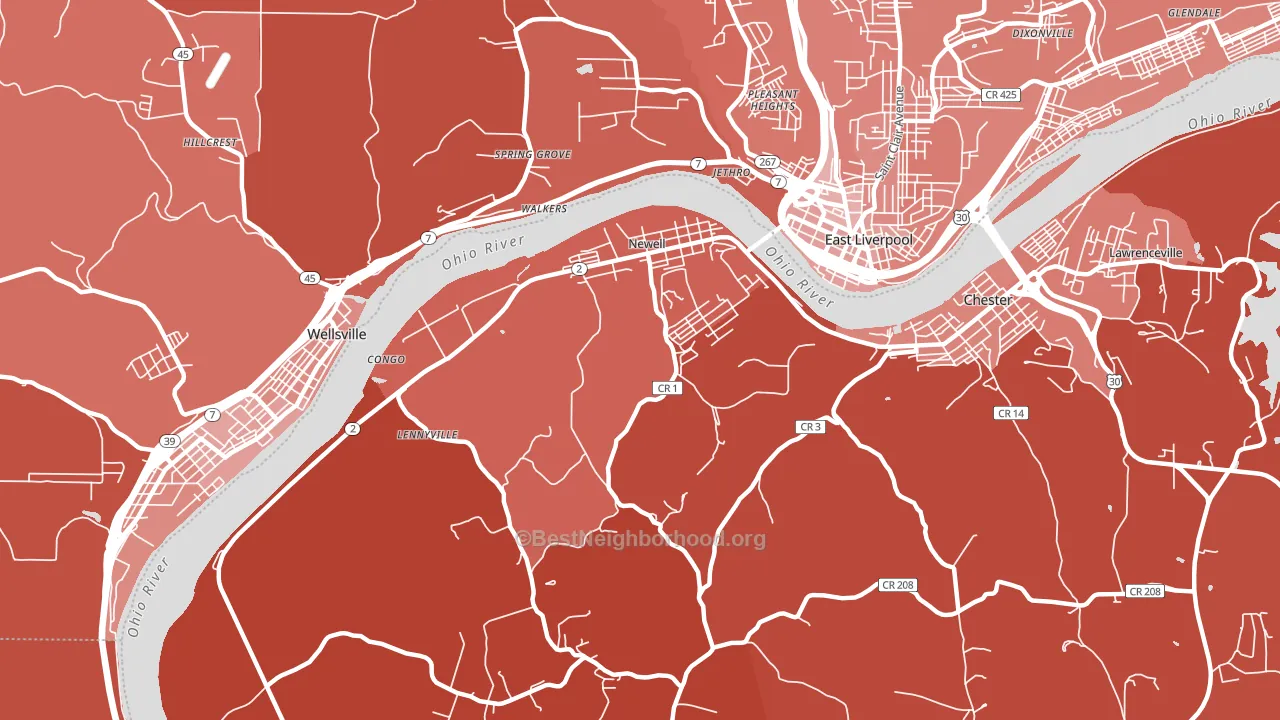 Newell, WV block-group political-lean map