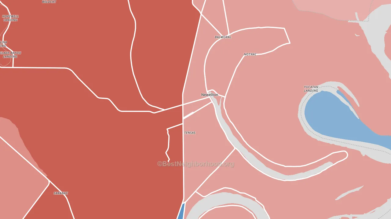 Newellton, LA block-group political-lean map