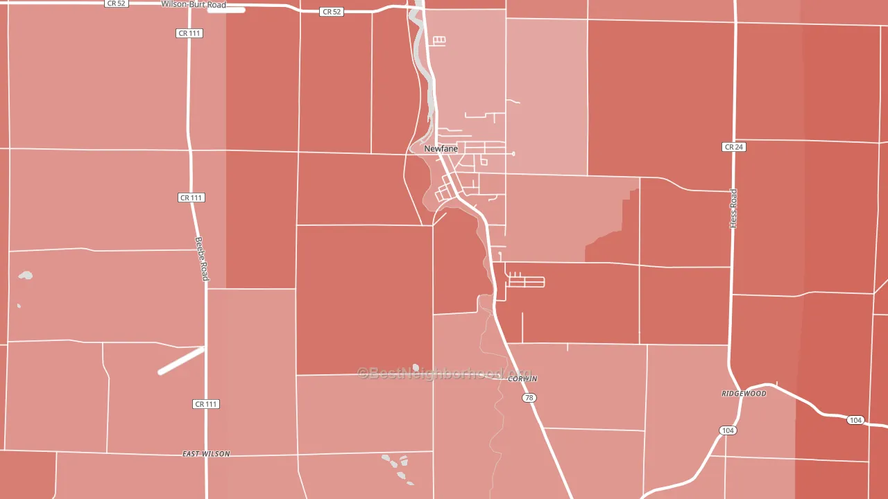 Newfane, NY block-group political-lean map