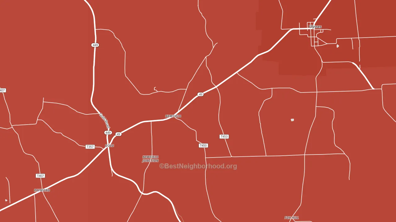Newfield, PA block-group political-lean map