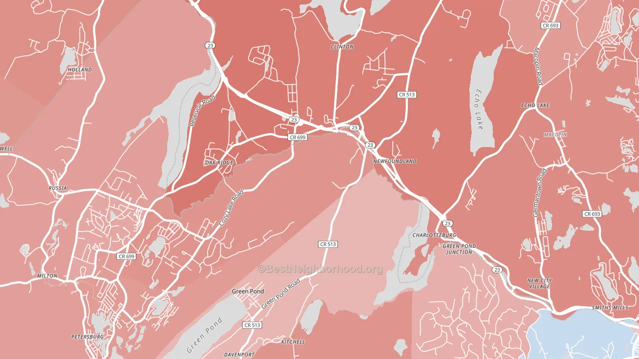 Newfoundland, NJ block-group political-lean map