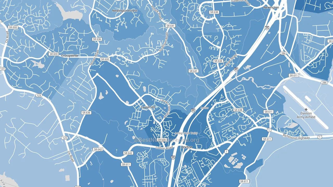 Newington Forest, VA block-group political-lean map