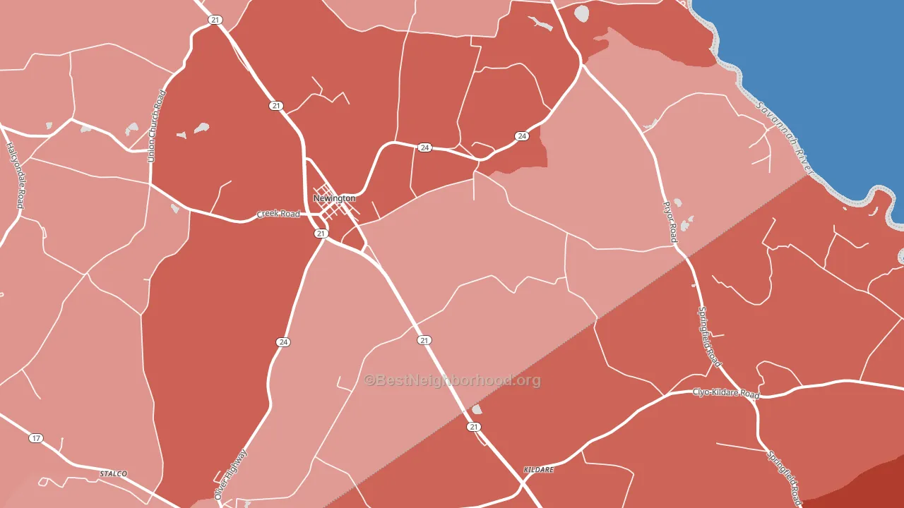 Newington, GA block-group political-lean map