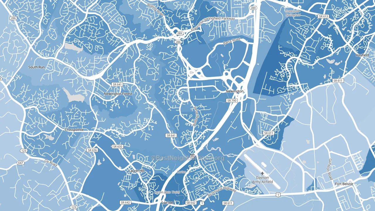 Newington, VA block-group political-lean map