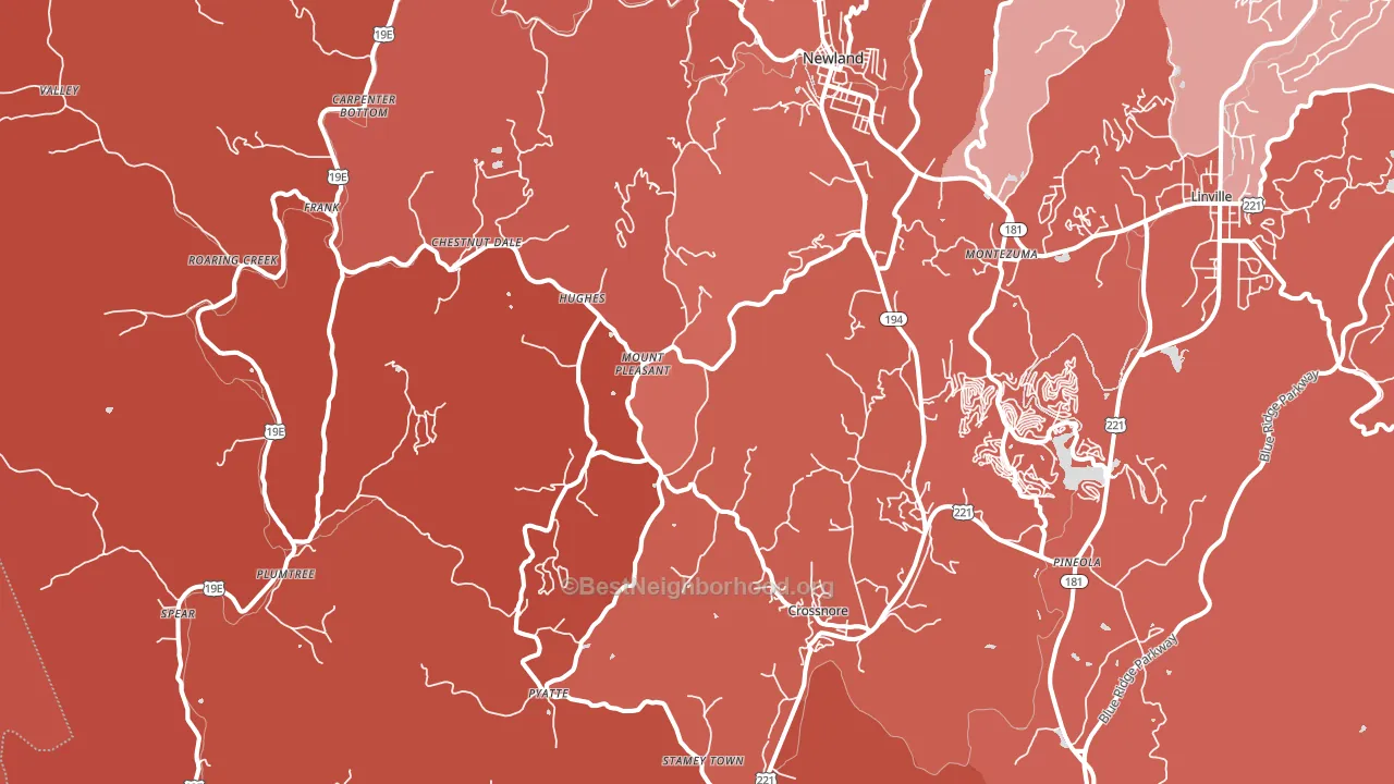 Newland, NC block-group political-lean map