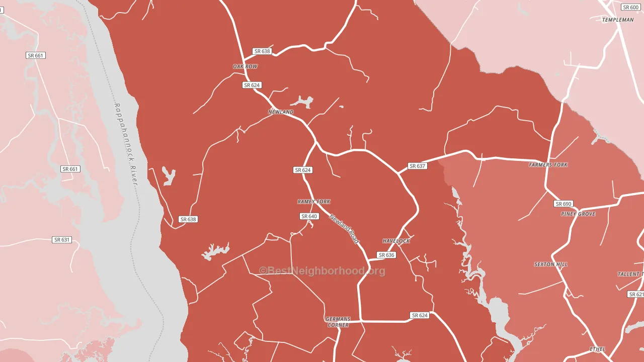 Newland, VA block-group political-lean map