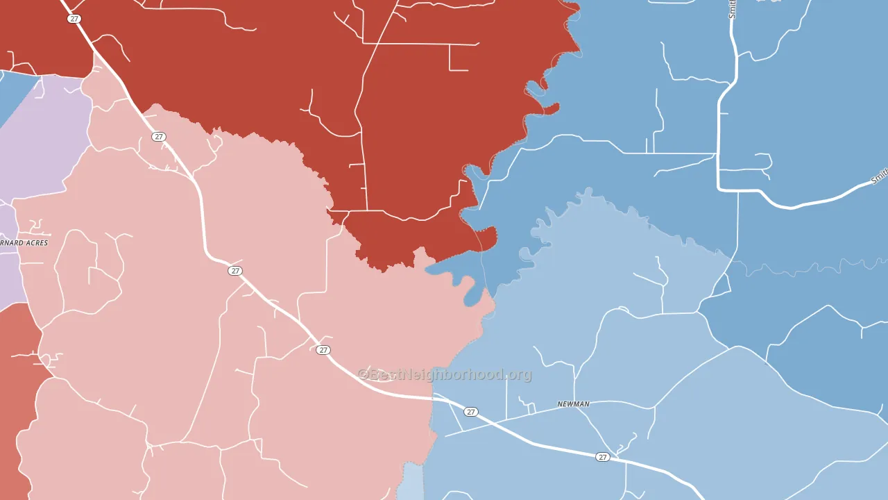Newman, MS block-group political-lean map