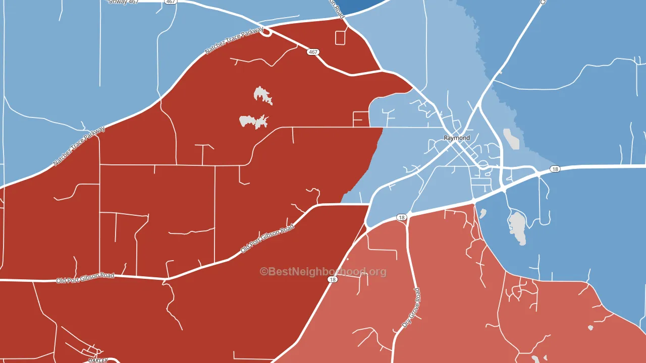 Newmans Grove, MS block-group political-lean map