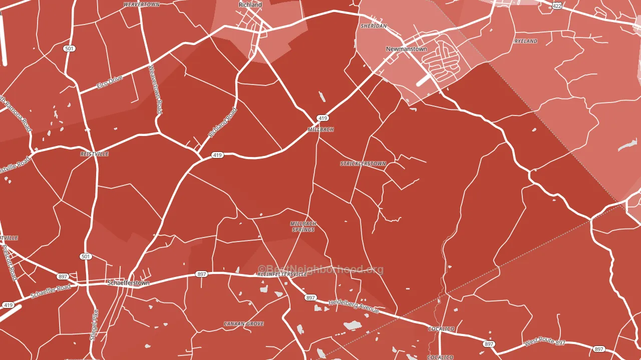 Newmanstown, PA block-group political-lean map