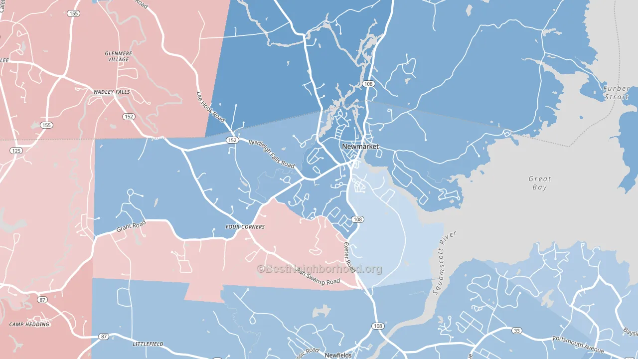 Newmarket, NH block-group political-lean map