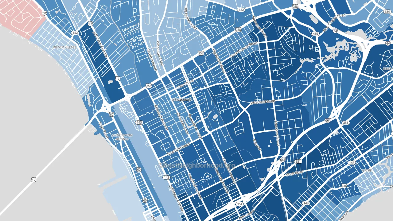 Newmarket South, Newport News, VA block-group political-lean map