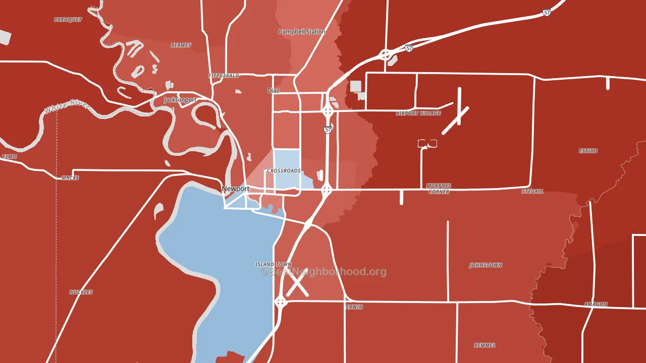 Newport, AR block-group political-lean map